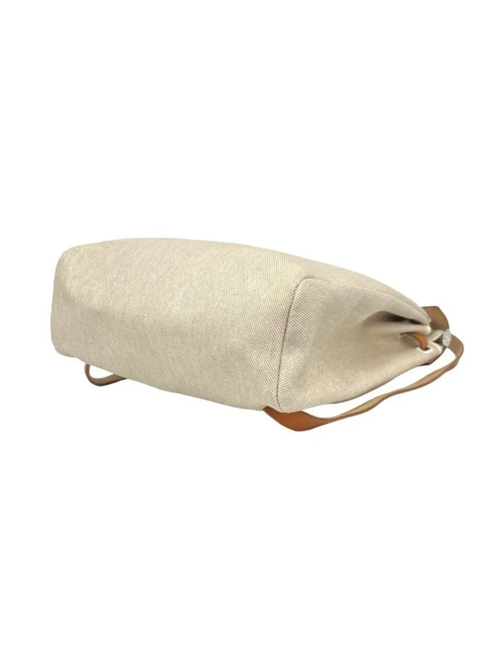 Hermes Herbag a Dos PM Toile H Leather Backpack Gold Ivory